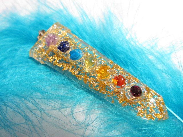 Orgonit - přívěsek čakrový s plátkovým zlatem