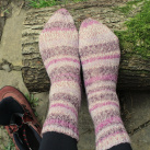Ručně pletené dámské ponožky "Růžová mlha"