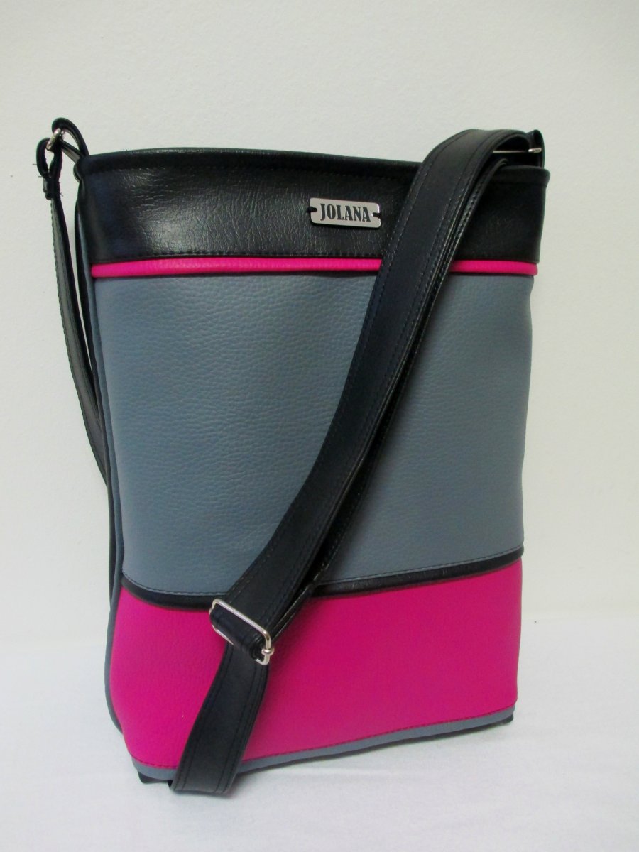 Kabelka černo- růžovo- šedá