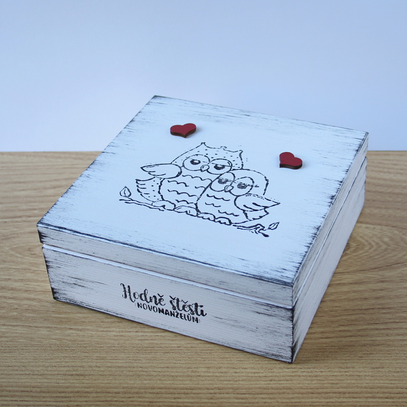 Svatební krabička se sovami - ihned k odeslání