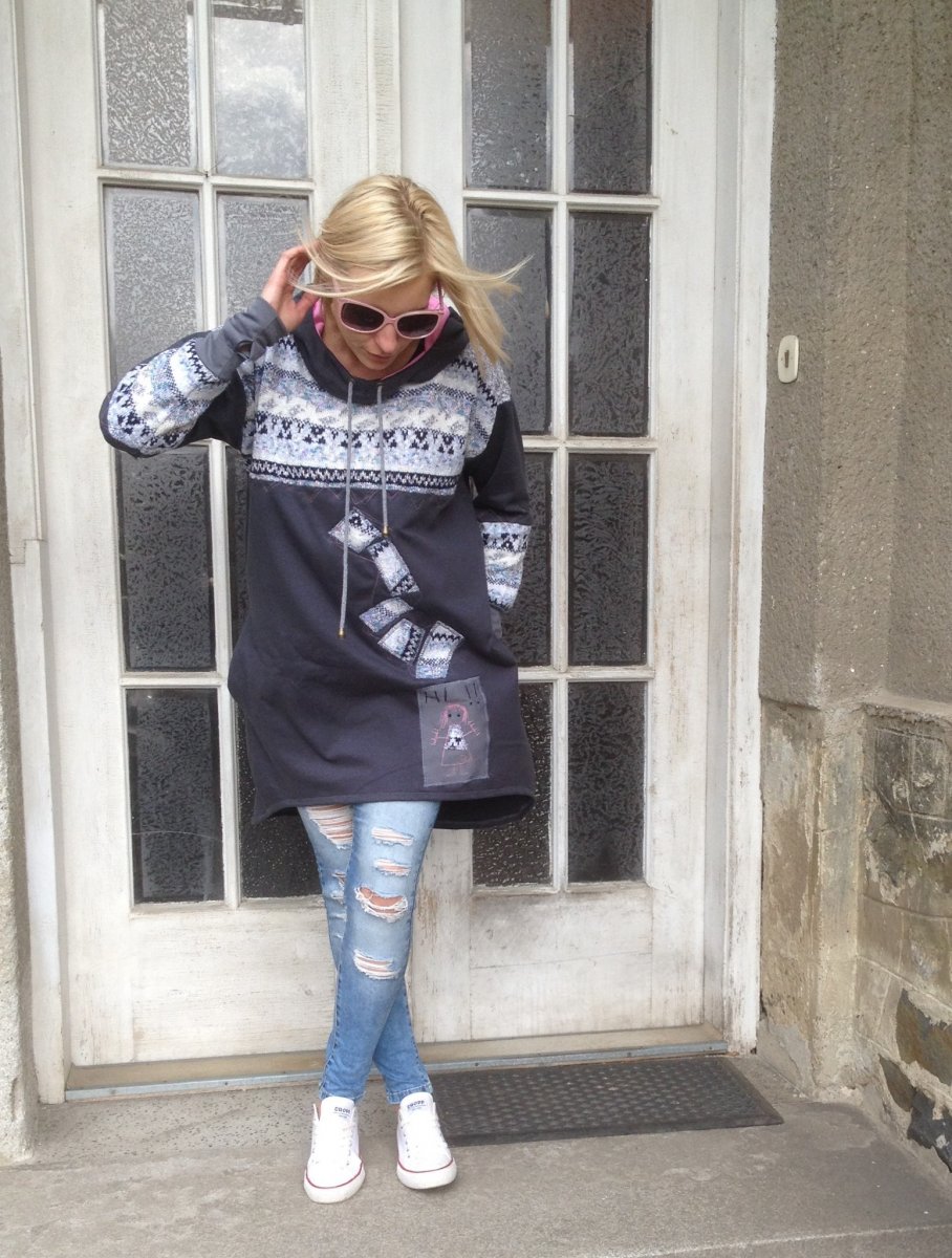 Tunika růžovo-bílo šedá