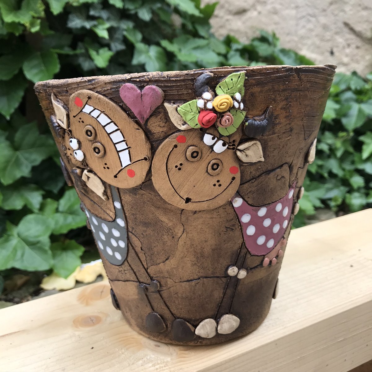 Velký obal na květináč kravičky