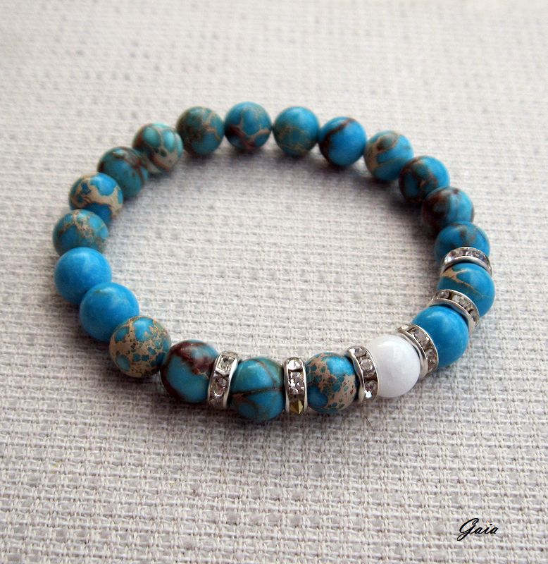 Energetický náramek...jaspis + jadeit...18 cm