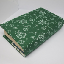 Nastavitelný a oboustranný Obal na knihy - zelený / bílý s květinami