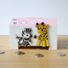 Pokladnička se zebrou a žirafou - nápis na přání