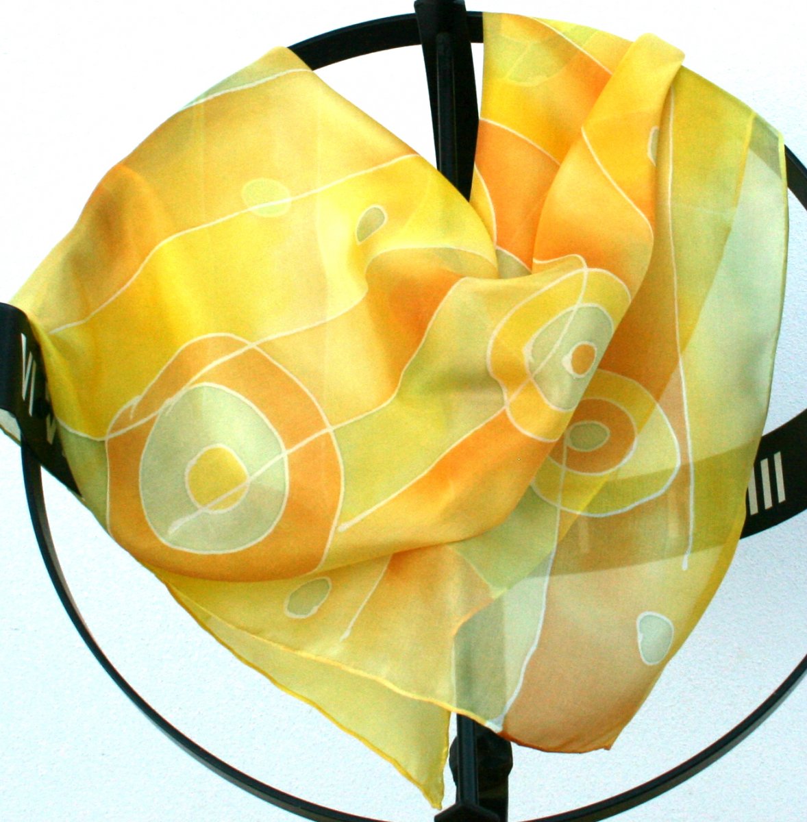 Hedvábný šátek: Kruhy žluto-oranžové