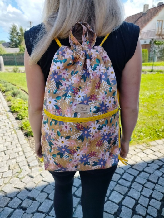 Stahovací batoh vak květinkový