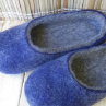 Papuče plstěné - modro- šedé