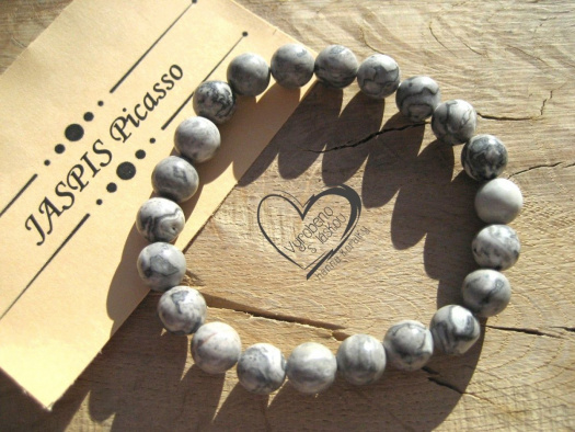 Náramek Jaspis Picasso šedý 8mm