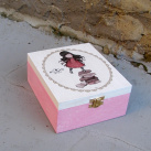 Dřevěná krabička - 4 přihrádky - Gorjuss růžová