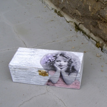 Dřevěná krabička - 3 přihrádky - Slečna v patině