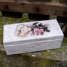 Dřevěná krabička - 3 přihrádky - Růže