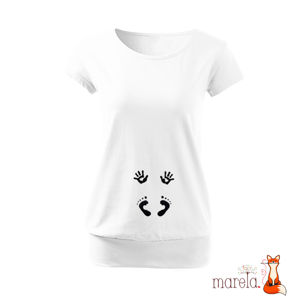 Těhotenské tričko lem - otisky