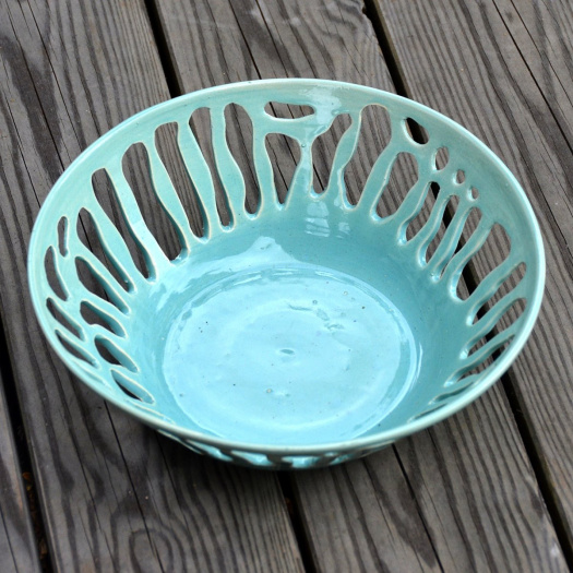 Keramická mísa děrovaná, tyrkysová