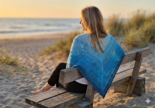 Trojúhelníkový šátek se vzorem kotvy