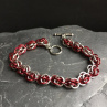 Kroužkované uzlíky silver with red - náramek