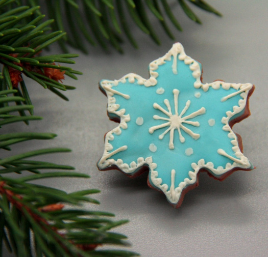perníková vločka modrá.. brož 4 cm
