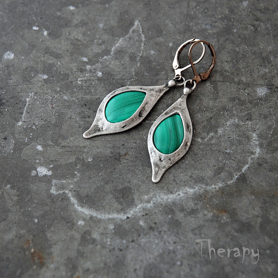 Náušnice s malachitem