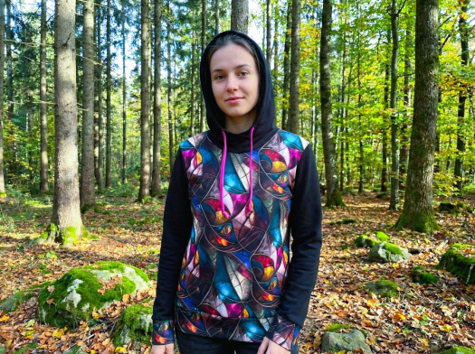 Mikina s kapucí - fraktál (teplákovina)