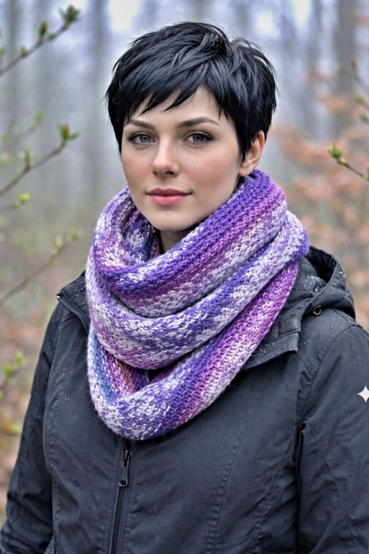 RUČNĚ PLETENÝ ASYMETRICKÝ ŠÁTEK - MIRKA