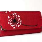 Vyšívaná peněženka - Pampelína na červené