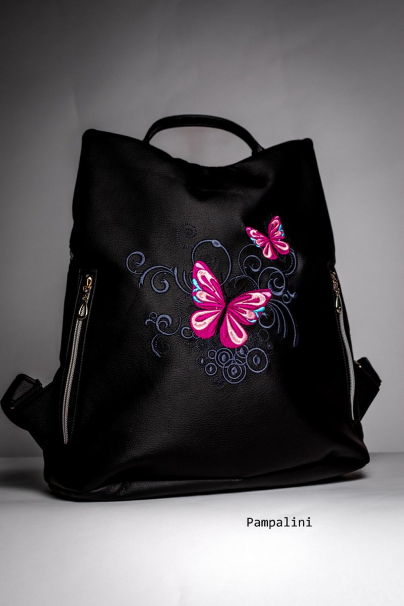 Vyšívaný batoh Safe - Motýli na Černé