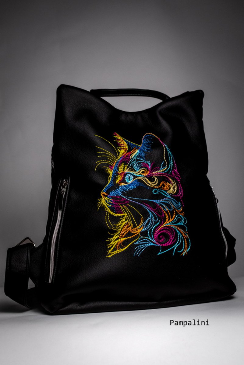 Vyšívaný batoh Safe - Duhová kočka