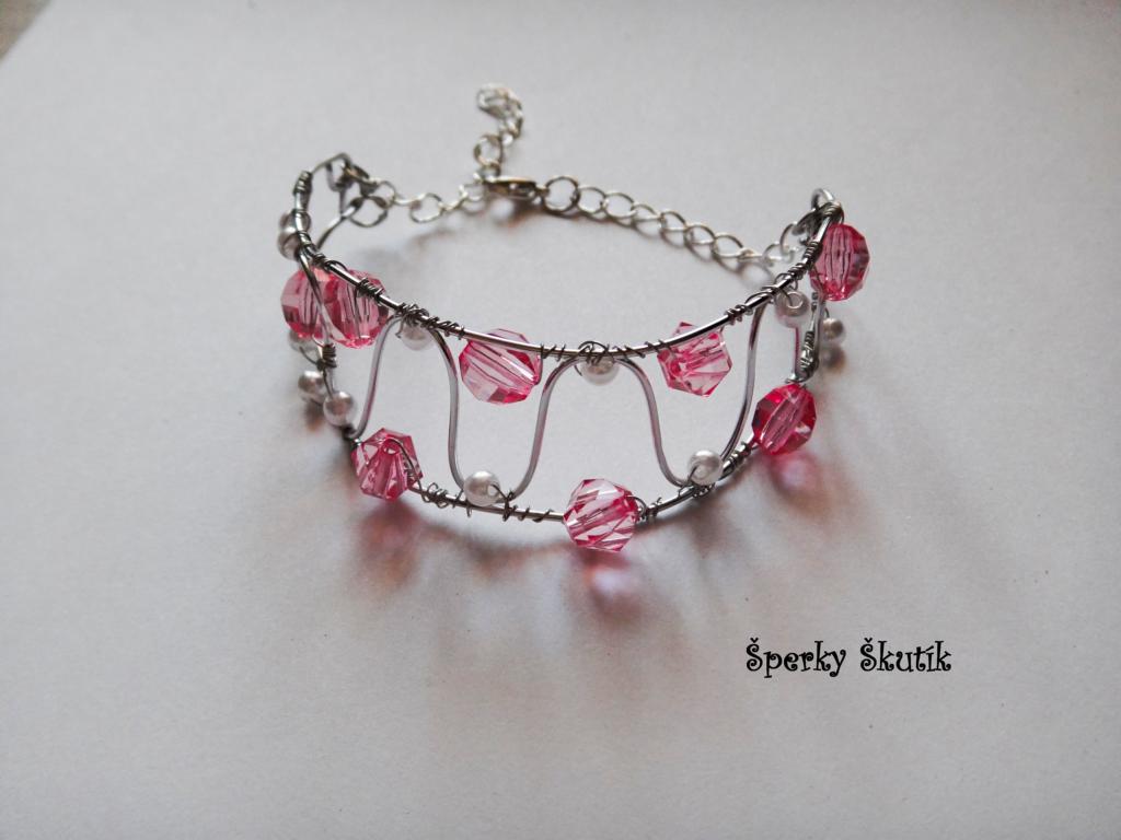 NR0005 - Růžový vlnkový náramek