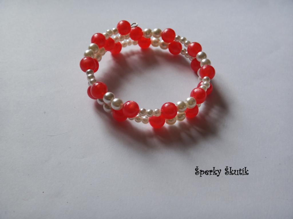 NR0019 - Bíločervený perlový náramek