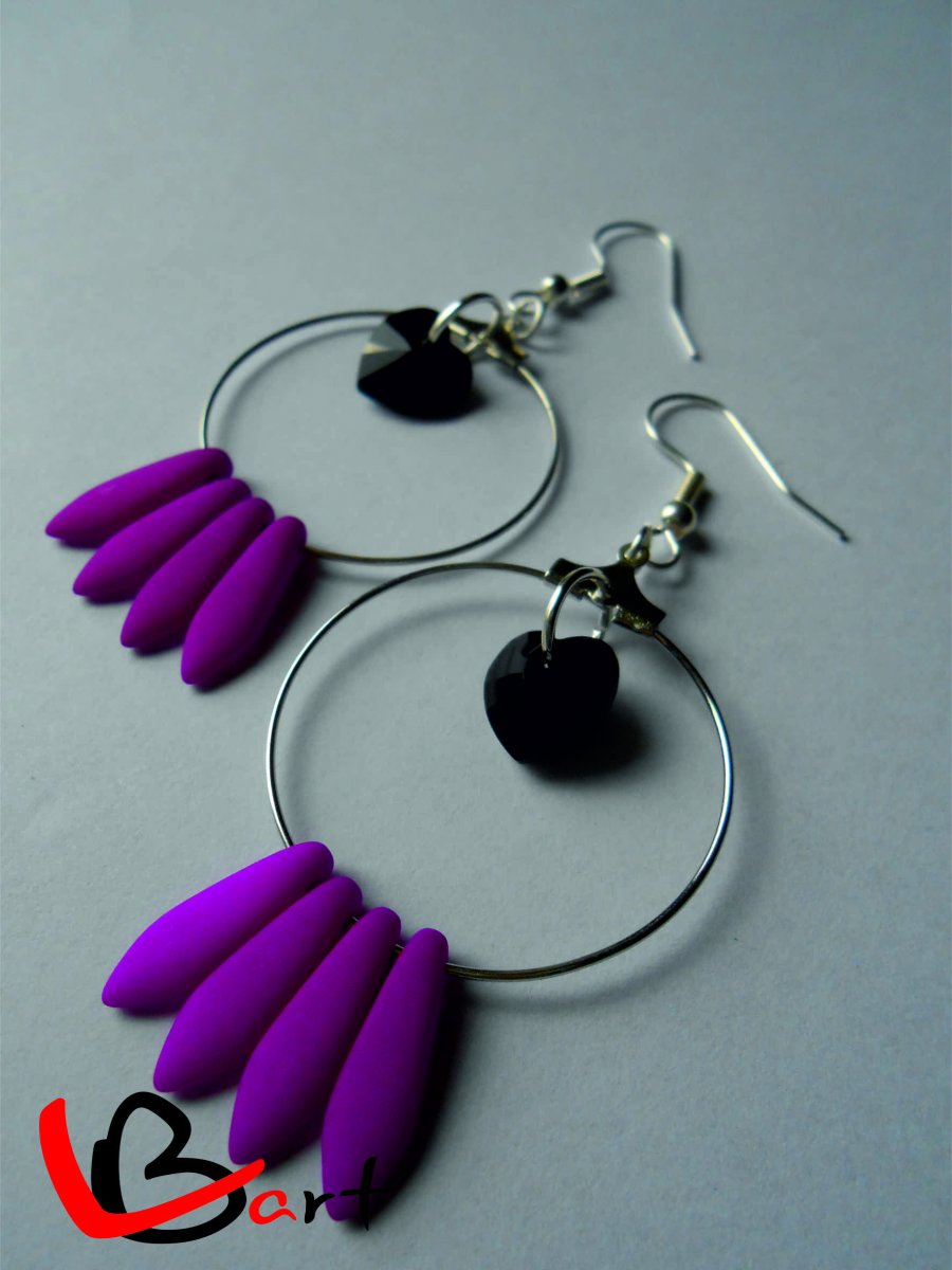 Náušnice - Swarovsky Elements JET s jazýčky NUS14