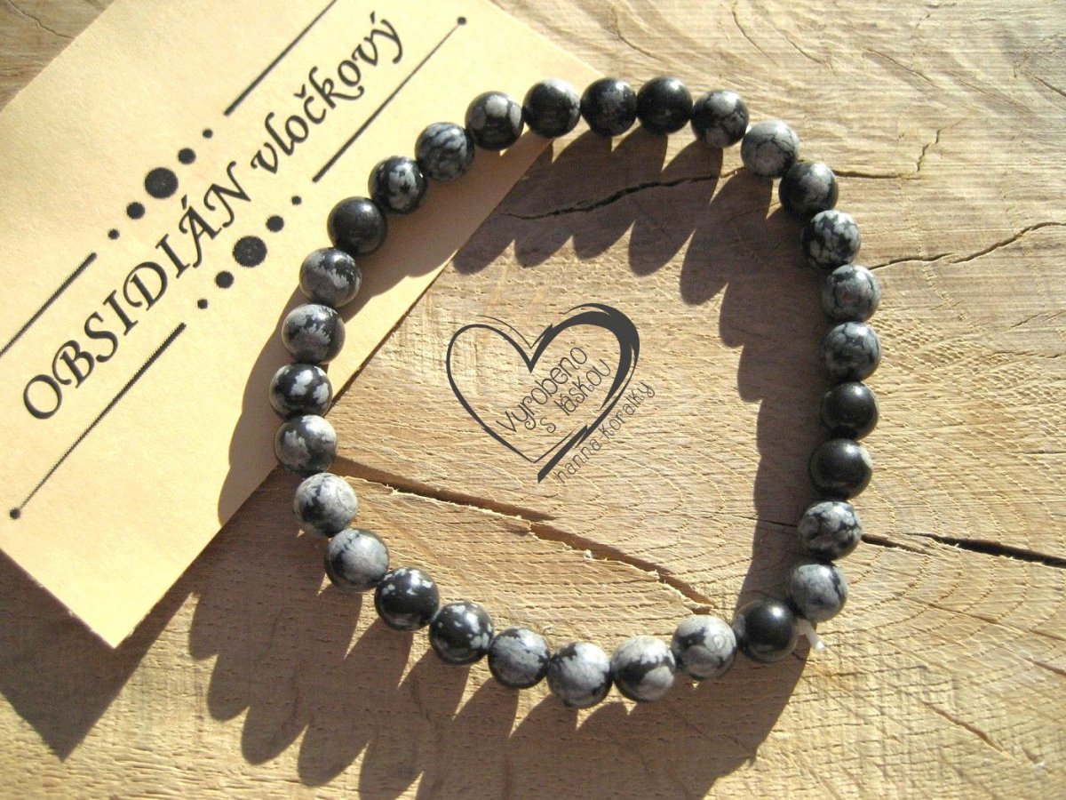 Náramek Obsidián vločkový 6mm