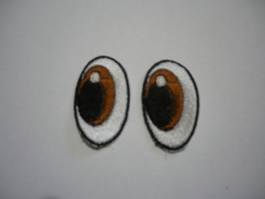 Vyšívané oči ovál hnědé 4cm 1 pár
