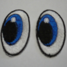 Vyšívané oči ovál modré 4cm 1 pár