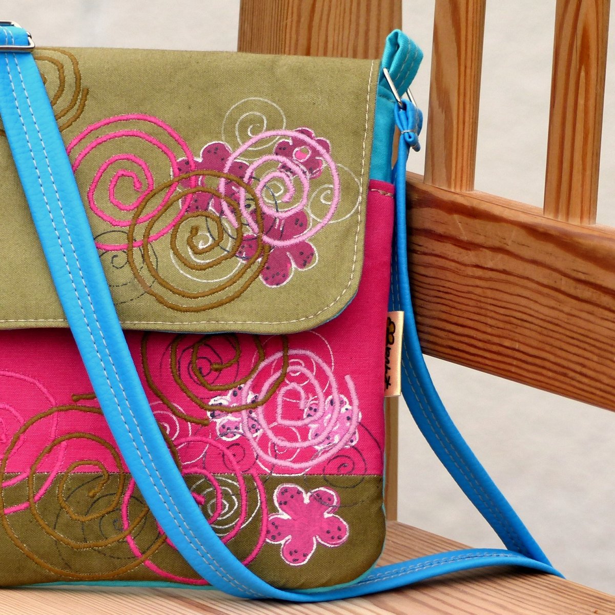 Kabelka Klára - Khaki, růžová, tyrkys