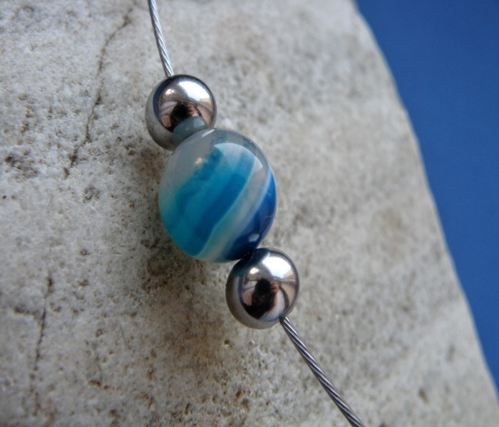 Náhrdelník - Nerez +achát