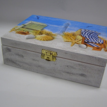 Dřevěná krabička - 6 přihrádek - Na pláži