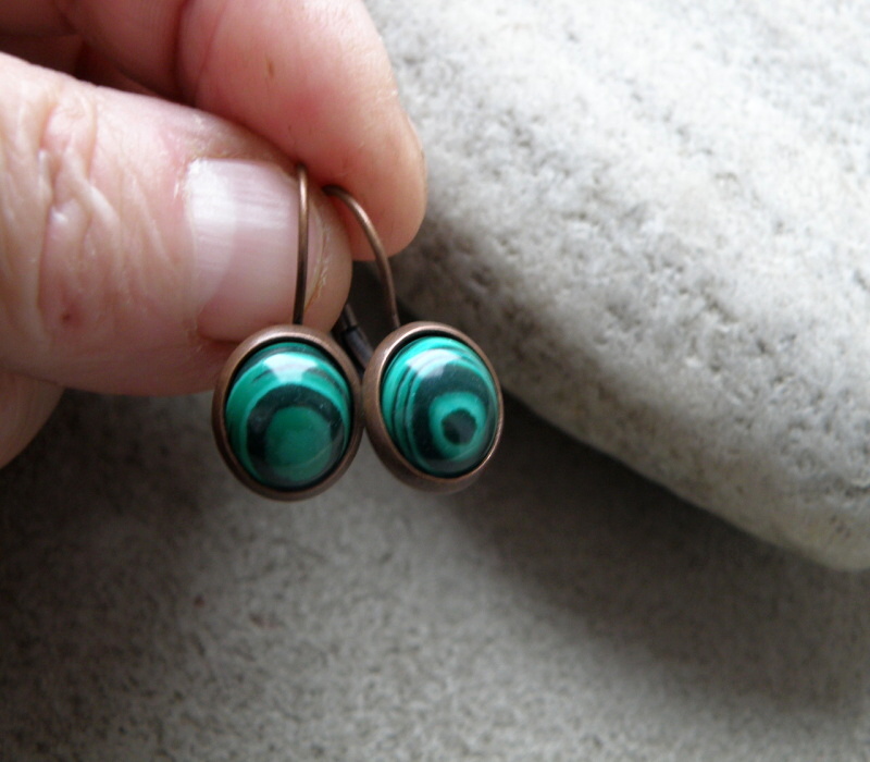 Naušnice -měděné s polodrahokamy