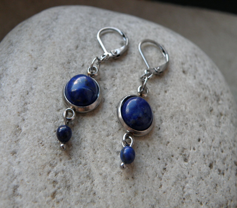 Naušnice - nerez - lapis-lazuli