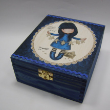 Dřevěná krabička - 4 přihrádky - Gorjuss modrá