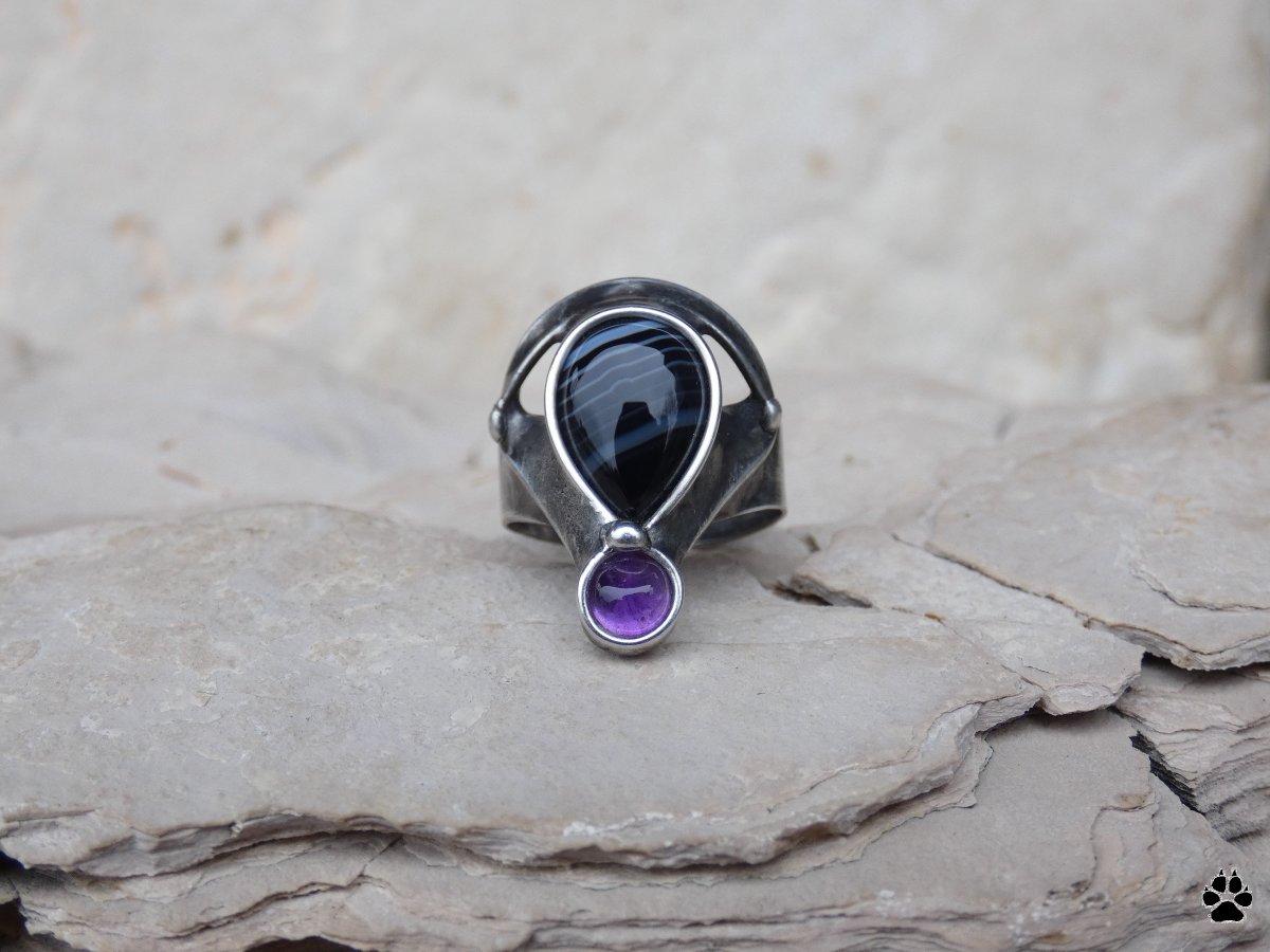 EXCLAMATION - prsten s onyxem a ametystem