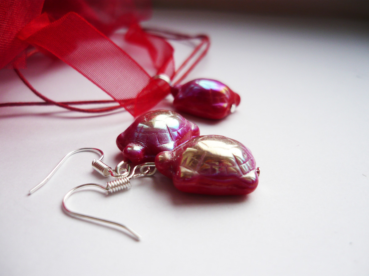 Červené skleněné želvičky 