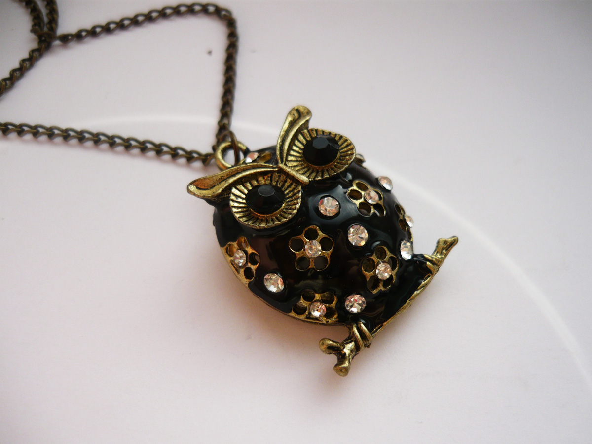 Černá smaltovaná sovička 