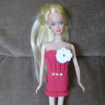 Barbie-Šaty s kytičkou a perličkami