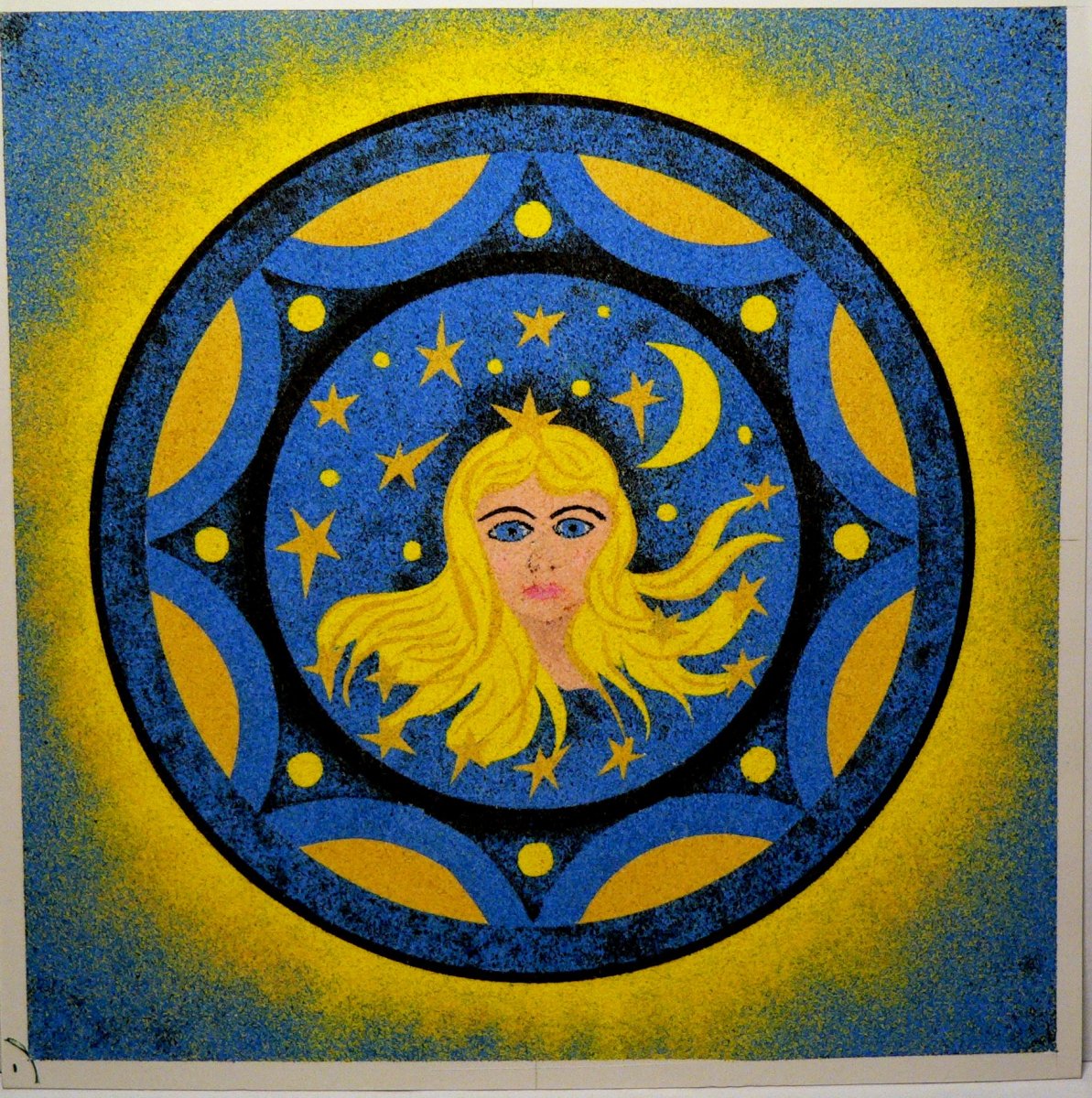 autorská písková mandala 1 - noční obloha