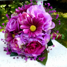 Svatební kytice z růží a gerber v růžových odstínech_SKLADEM
