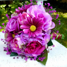 Svatební kytice z růží a gerber v růžových odstínech_SKLADEM