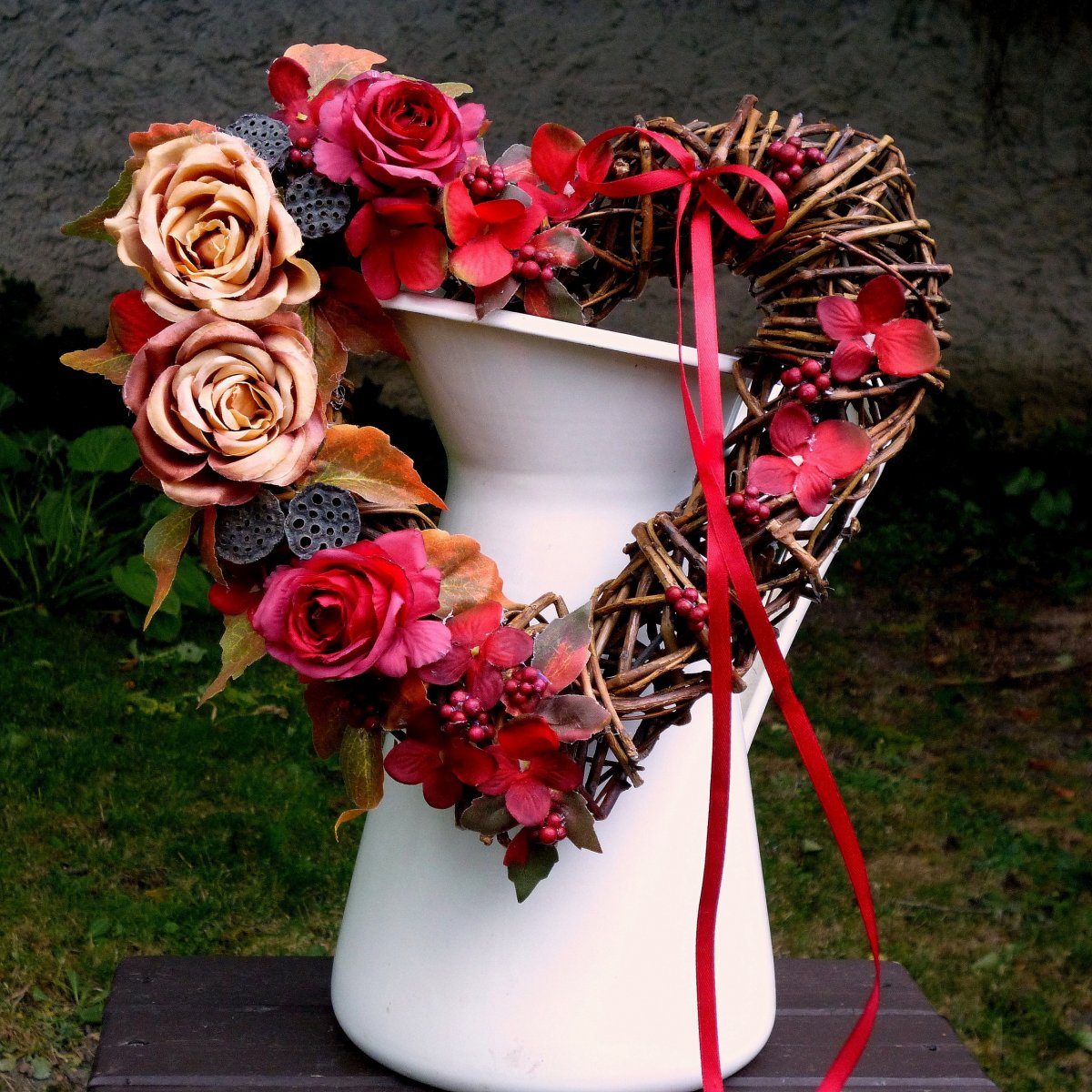 Podzimní srdce 30 cm 