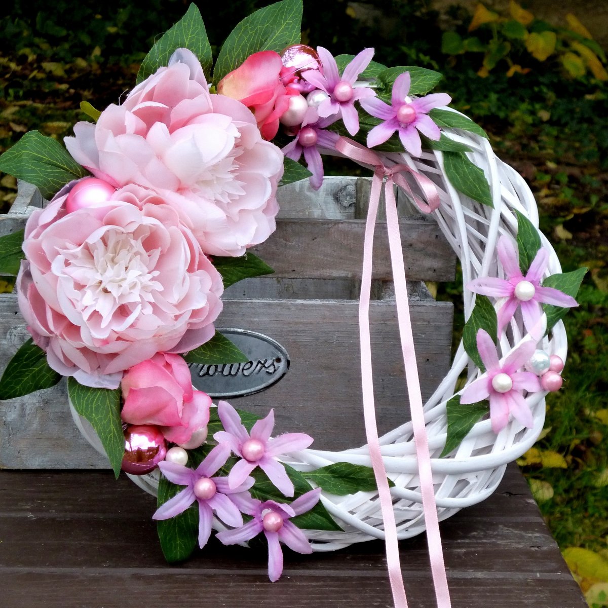 Pivoňky na sněhu_ vánoční věnec na dveře