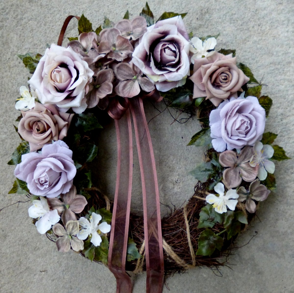 Kouzlo starých časů_ věnec v kávových odstínech