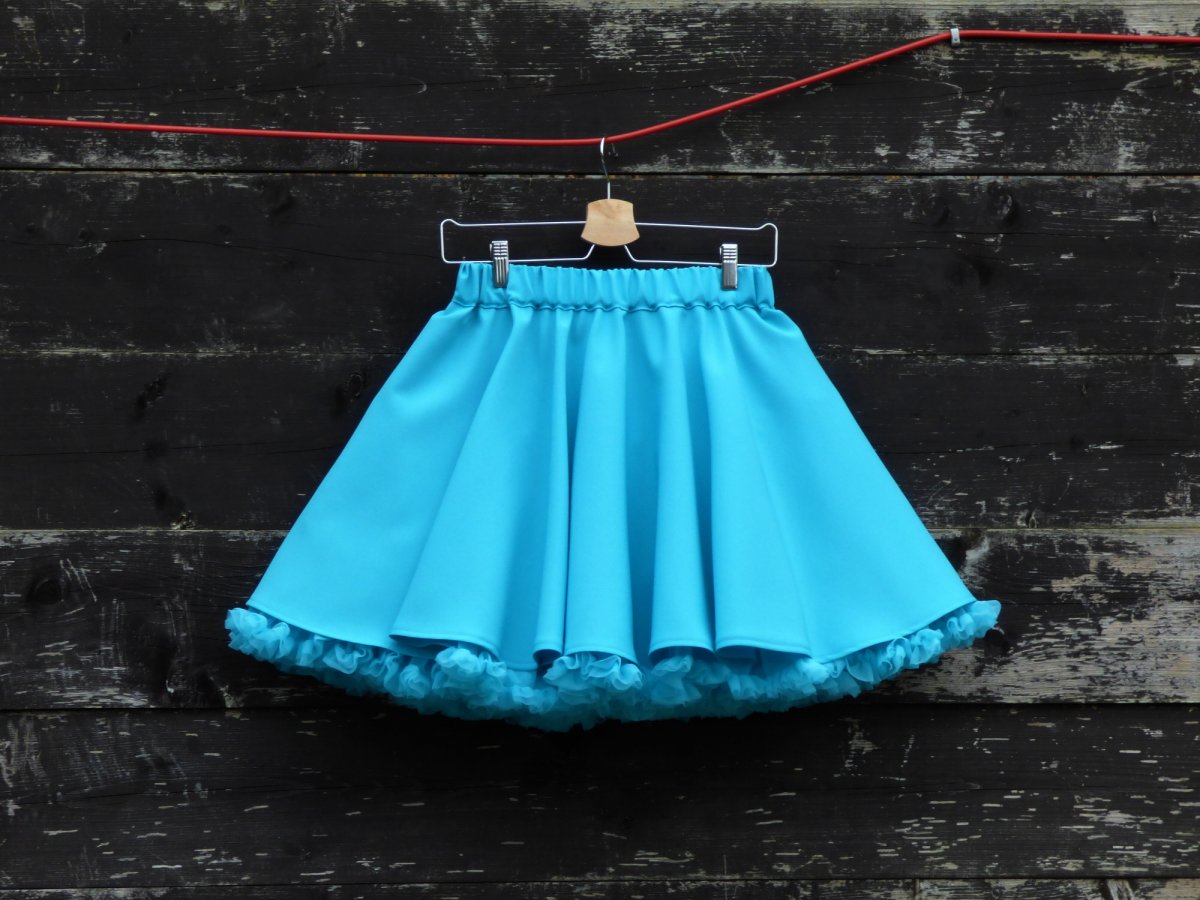 FuFu sukně tyrkysová s tyrkysovou spodničkou